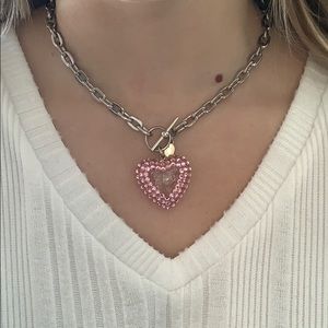 Tarina Tarantino Pink Heart Toggle Necklace